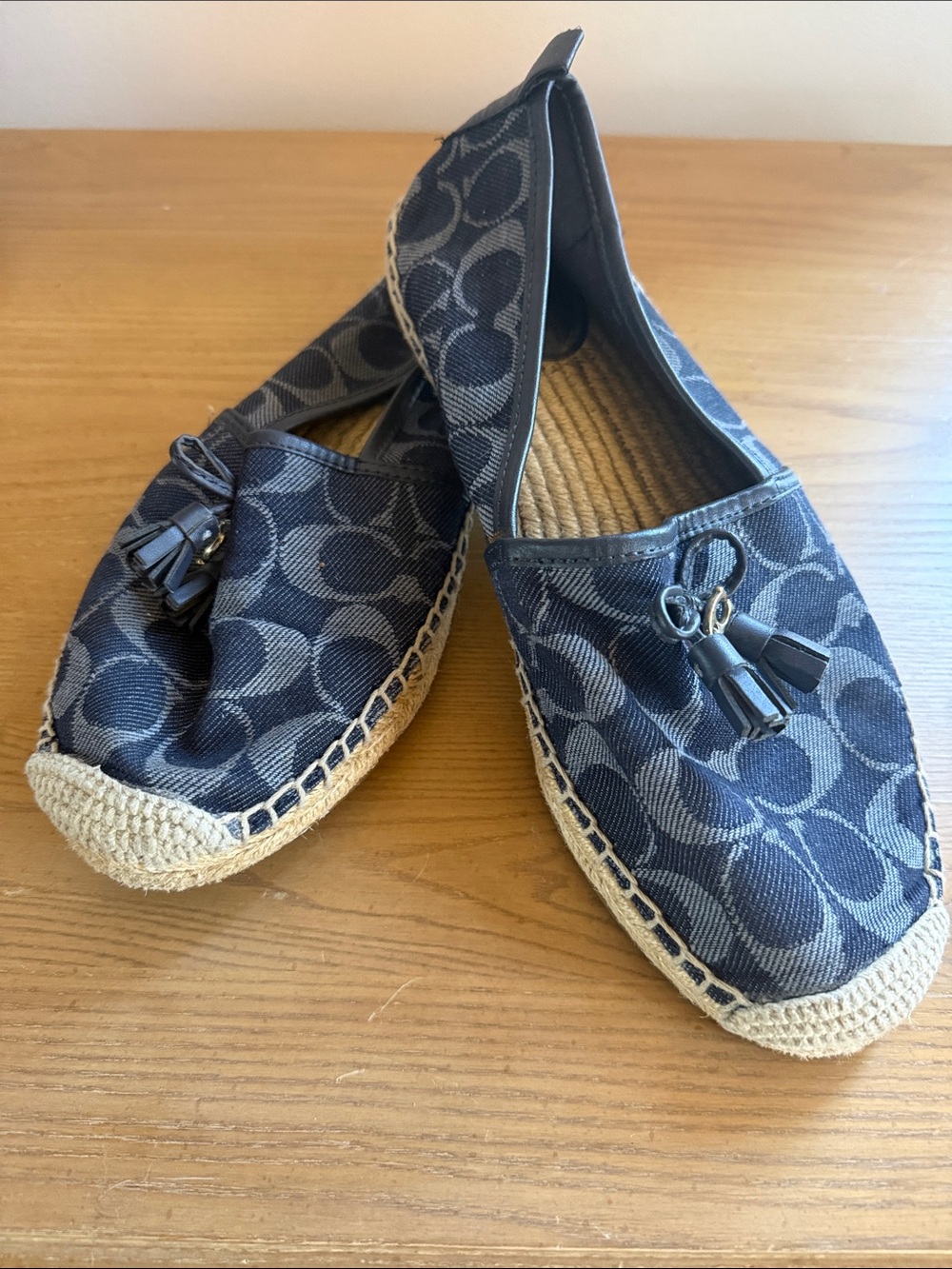 Coach Black Signature Canvas Tassel Espadrilles